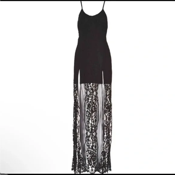 Sheer Lace Maxi Nighty Teddy Chemise Dress Longhorn Goth Whimsigoth witch Addams - Picture 2 of 10